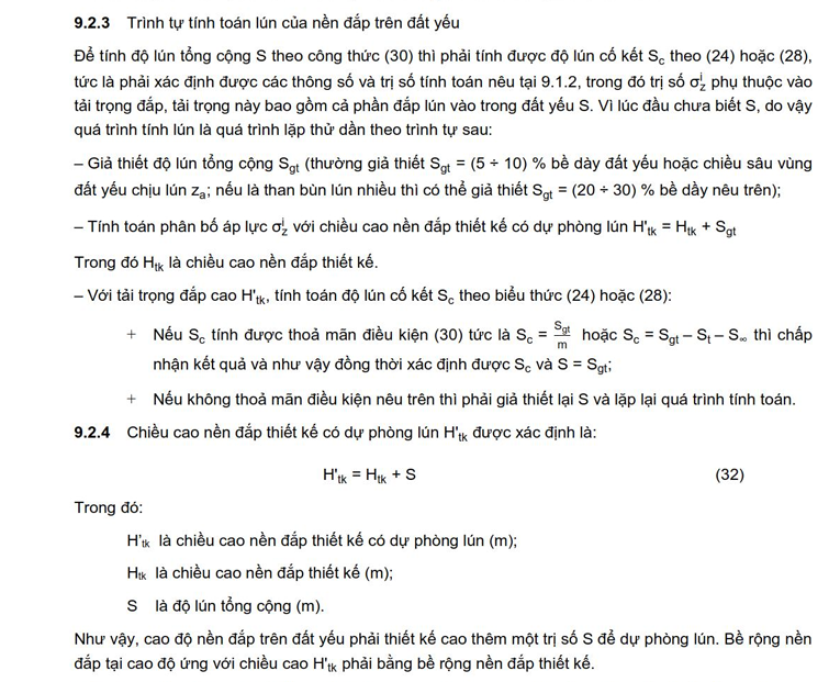 Yêu cầu tính độ lún giả thiết theo TCCS 41:2022