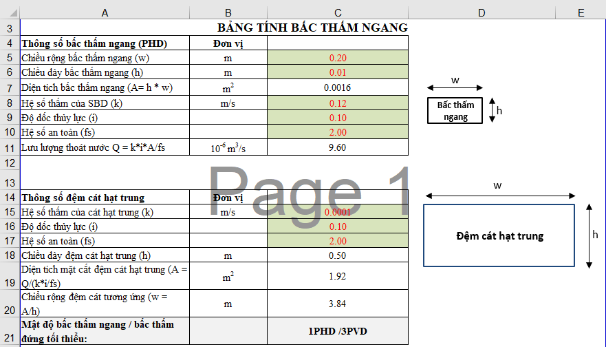 Kết quả tính toán bấc thấm ngang - biện pháp giếng cát bấc thấm