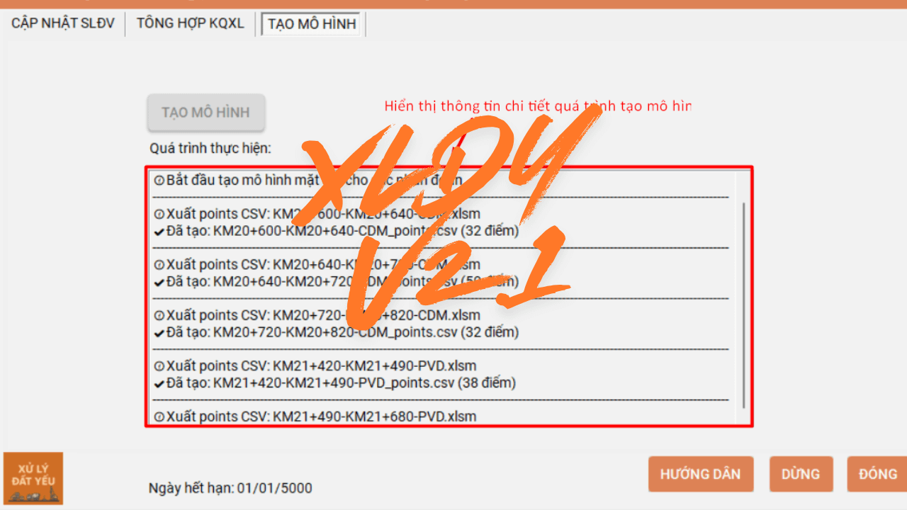 Hướng dẫn xuất mô hình điểm sang GeoSlope (XLDY v2.1)